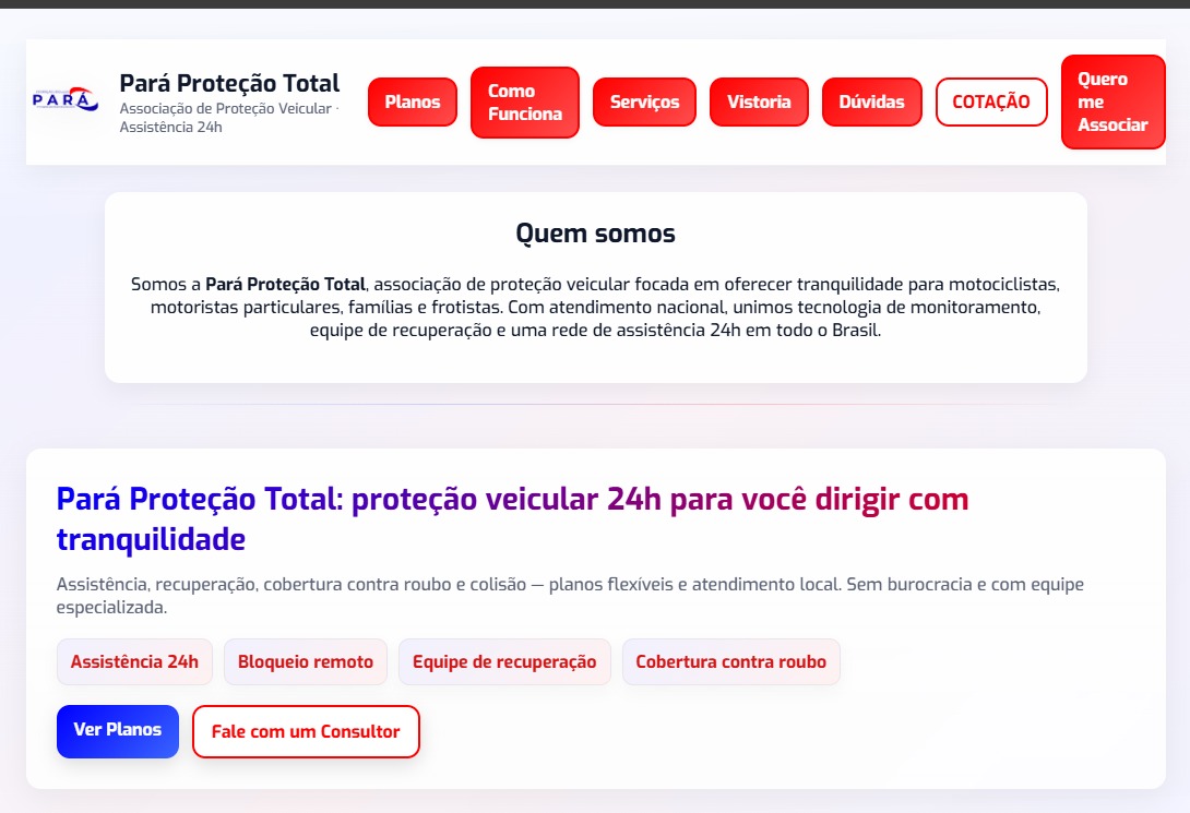 Site para Proteção Veicular